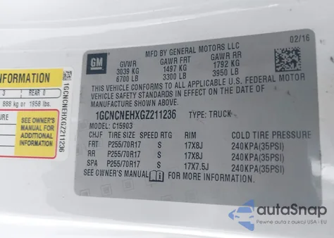 2016 Chevrolet Silverado 1500 Wt from USA, damaged, VIN 1GCNCNEHXGZ211236